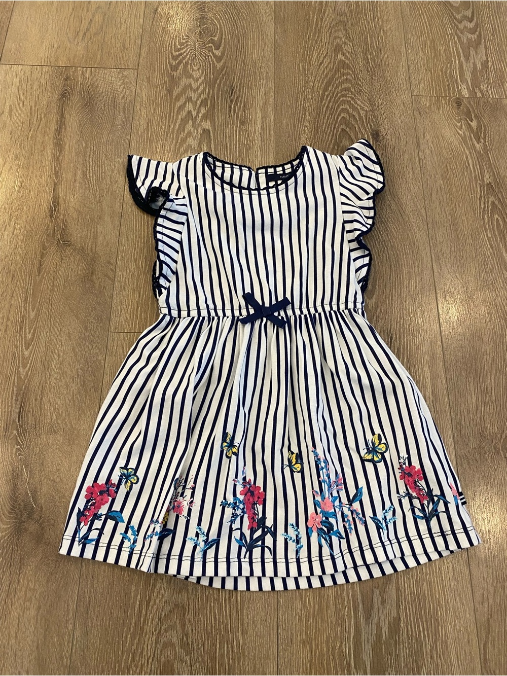 Nautica Girls' Navy Stripe Floral Dress